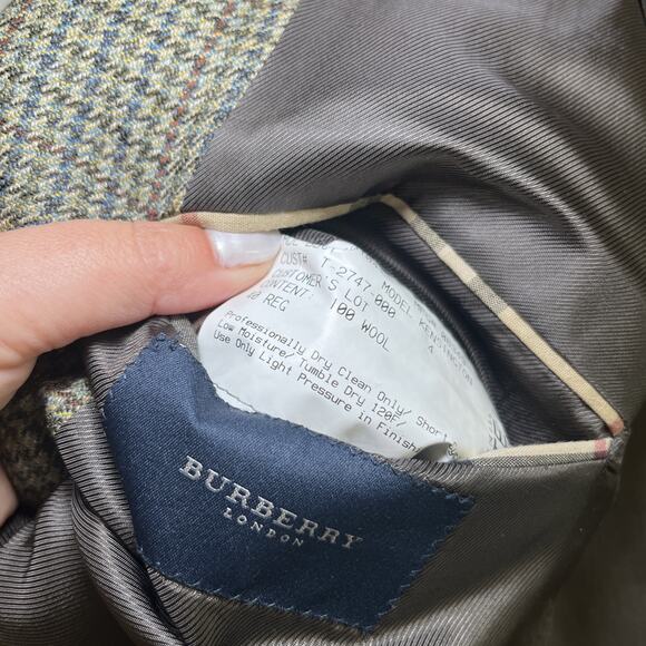 VTG Burberry Jacket Blazer 40R Wool Glencheck Houndstooth Made in USA Sport Coat - Picture 14 of 16